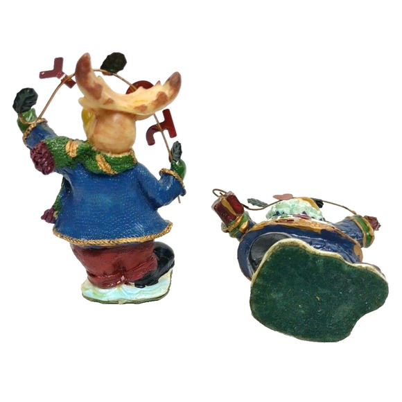 Vintage Christmas Santa and Deer Hand Painted Table Top Figures Set of 2 - Picture 4 of 7